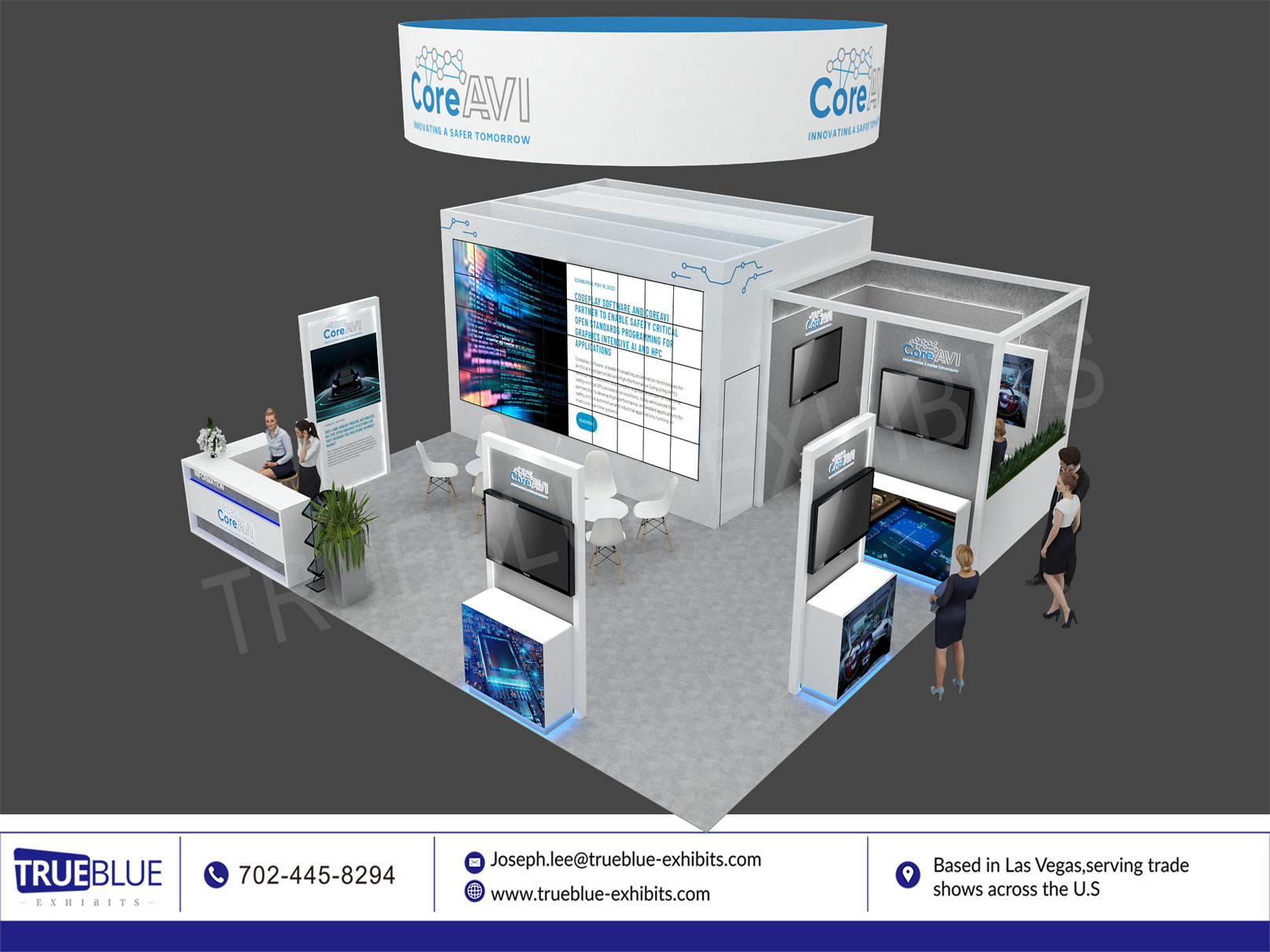 Core AVI 30′ x 30′ CES 2023 Custom Exhibits Rental Booth Design